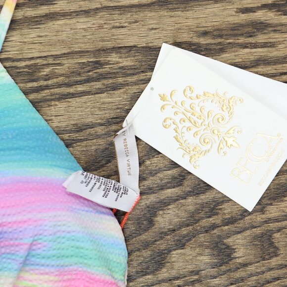 NWT Becca Keyhole Plunging Verano One Piece Swimsuit 151057 Multicolor Blue M - Picture 6 of 8